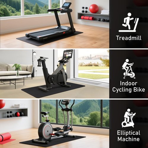 TOBWOLF Double-Sided Non-Slip Peloton Bike Mat, 63"x30" Anti-Slid Exercise Bike Mat for Hardwood Floor Carpet, Exercise Equipment Mat for Indoor Stationary Spin Bike, Treadmill Pad, Rowing Machine