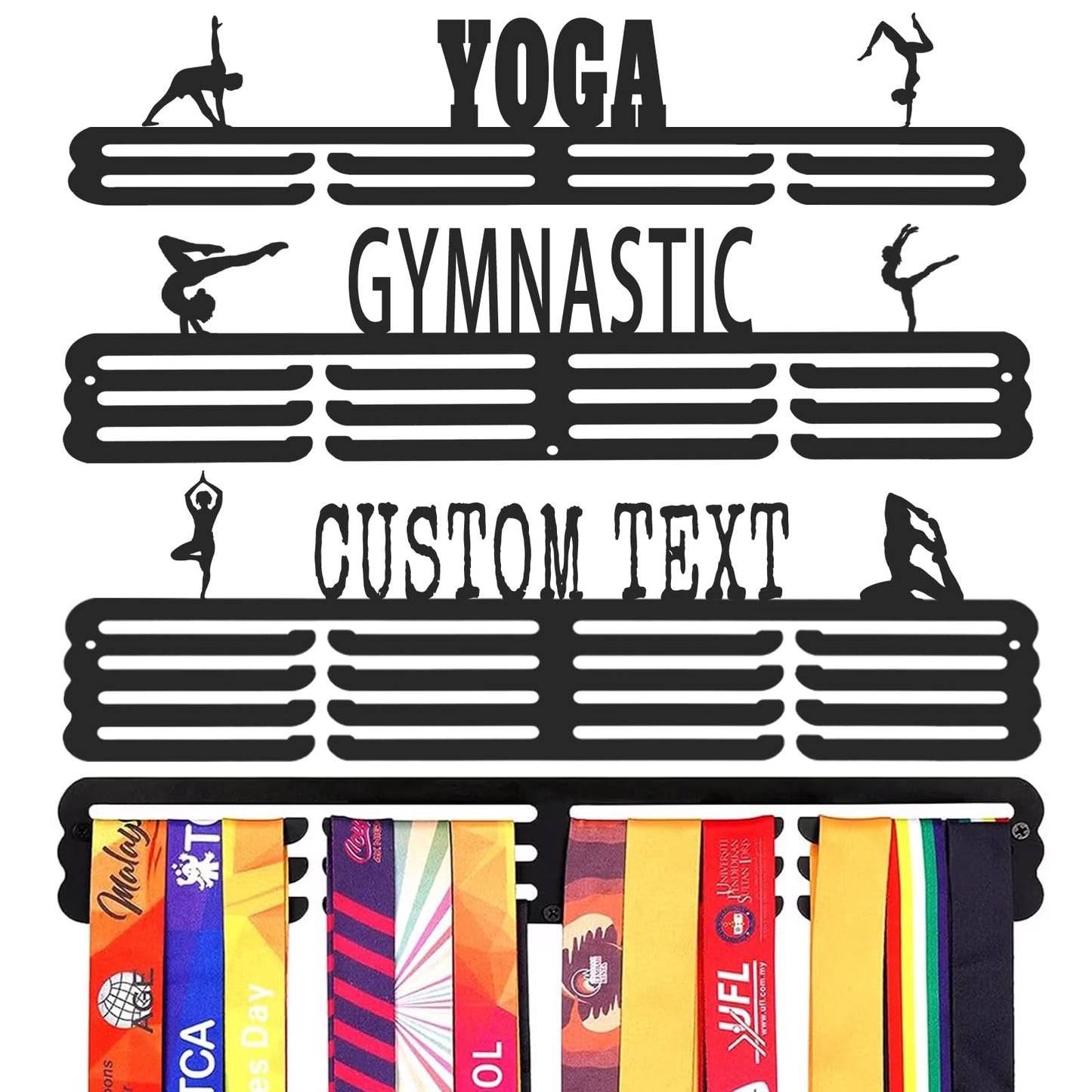Custom Medal Hanger Display Rack - Personalized Metal Sports Awards Organizer with Name for Wall 60+ Race Plaques Display for Athlete Kids Gymnastic,Run,Soccer,Baseball,Football,Hockey,Basketball
