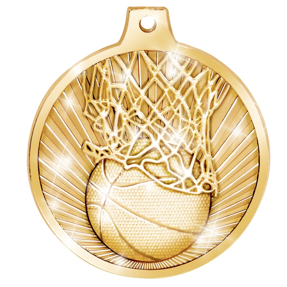 Basketball Medals, Gold Medals with Neck Ribbon, Basketball Gold Medal Awards for Basketball Teams, Tournaments, Leagues & Participation