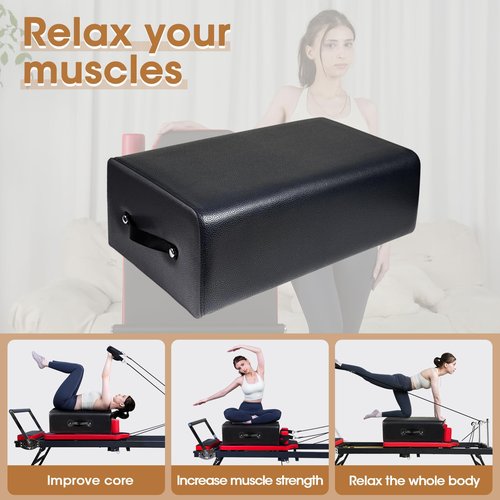 Pilates Sitting Box, Pilates Box for Home and Gym Use, Pilates Equipment Accessories, Pilates Reformer Box,Black