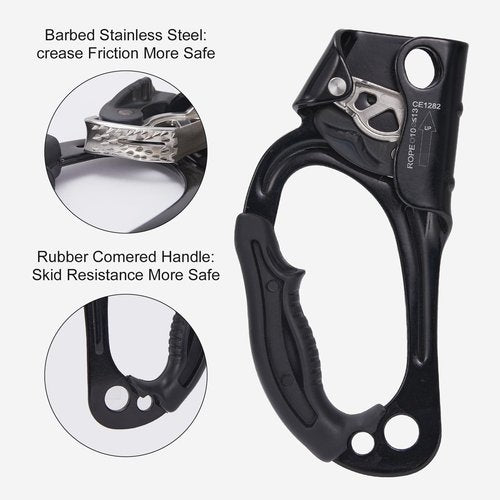 SOB Hand Ascender, Rock Climbing Tree Arborist Rappelling Gear Equipment Rope Clamp for 10~13MM Rope (Left Hand Black)