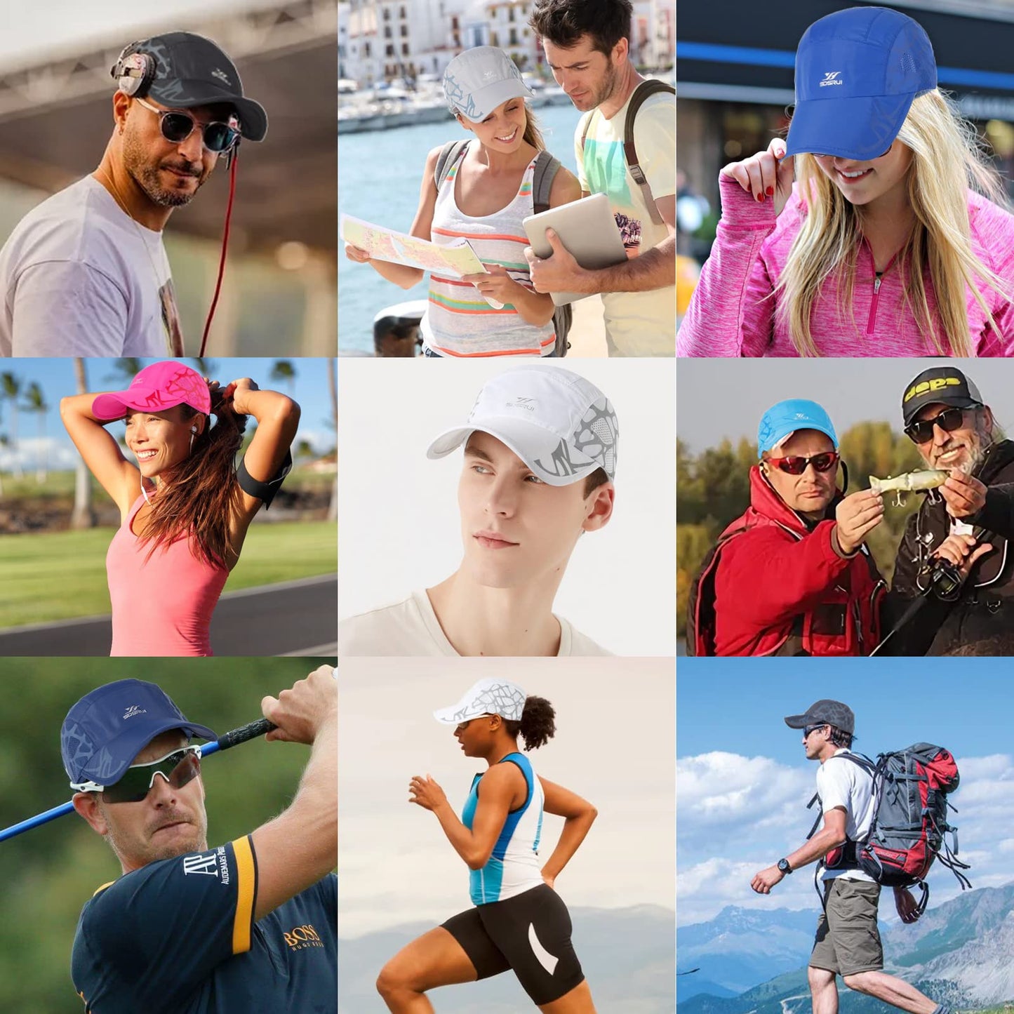 Qlauca Running Hat Mesh Quick Dry Hat Baseball Cap for Women Men Black