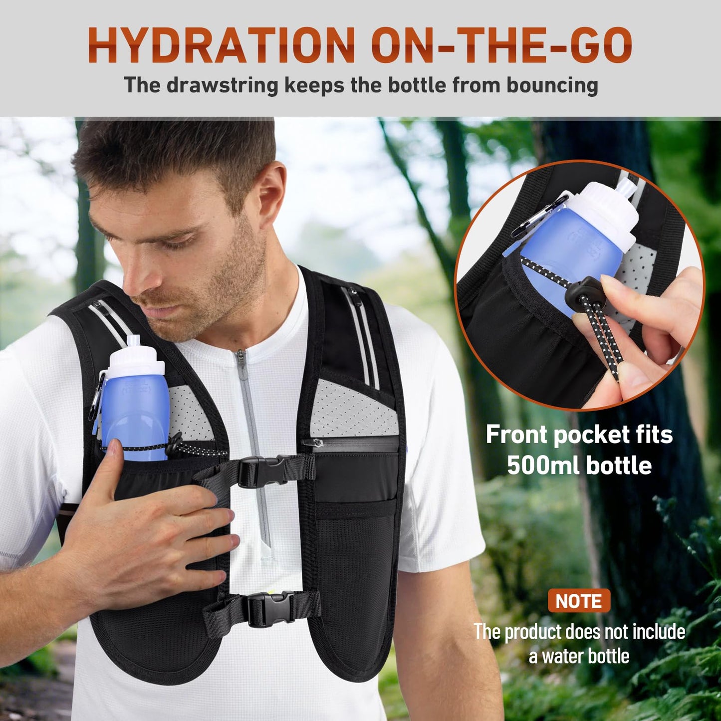 HUANLANG Running Vest for Women Men,Lightweight Hydration Runners Vest Breathable Reflective Hydration Pack for Marathon Hiking Running Trail
