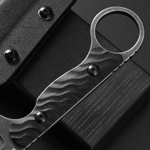 Ccanku C1341 Fixed Blade Knife, K110 Black Stonewashed Steel Blade G10 Handle EDC Tool Knife for Outdoor Survival Hiking Camping(Black)