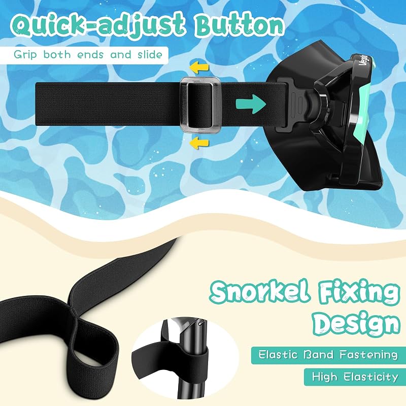 Kids Swim Goggles with Nose Cover - I-Black-Green + Gold Lenses