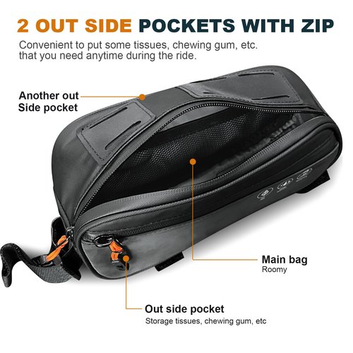 NDakter Bike Triangle Frame Bag, Bicycle Storage Pouch with 2 Side Pockets, 3-in-1 Top Tube Bags for Phone, Waterproof Cycling Tool Accessories Pack for MTB Mountain Road Bikes（1.2L）