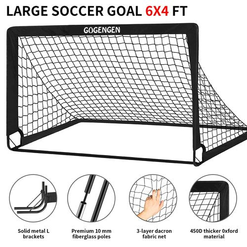 Soccer Goal, 2 of 6x4 Soccer Goals for Backyard with Soccer Net, Soccer Ball, Target, Cones, Soccer Training Equipment for Toddler Kids Youth