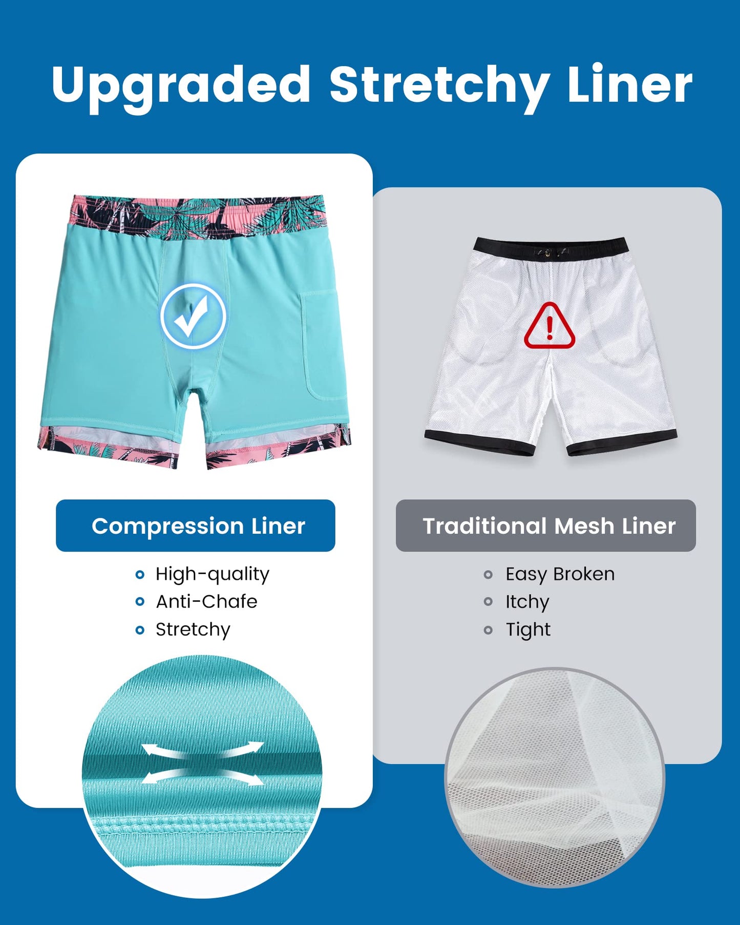 maamgic Swim Trunks Men 2 in 1 Mens Bathing Suit 7 Inch Quick Dry Mens Swimming Trunks with Zipper Pockets