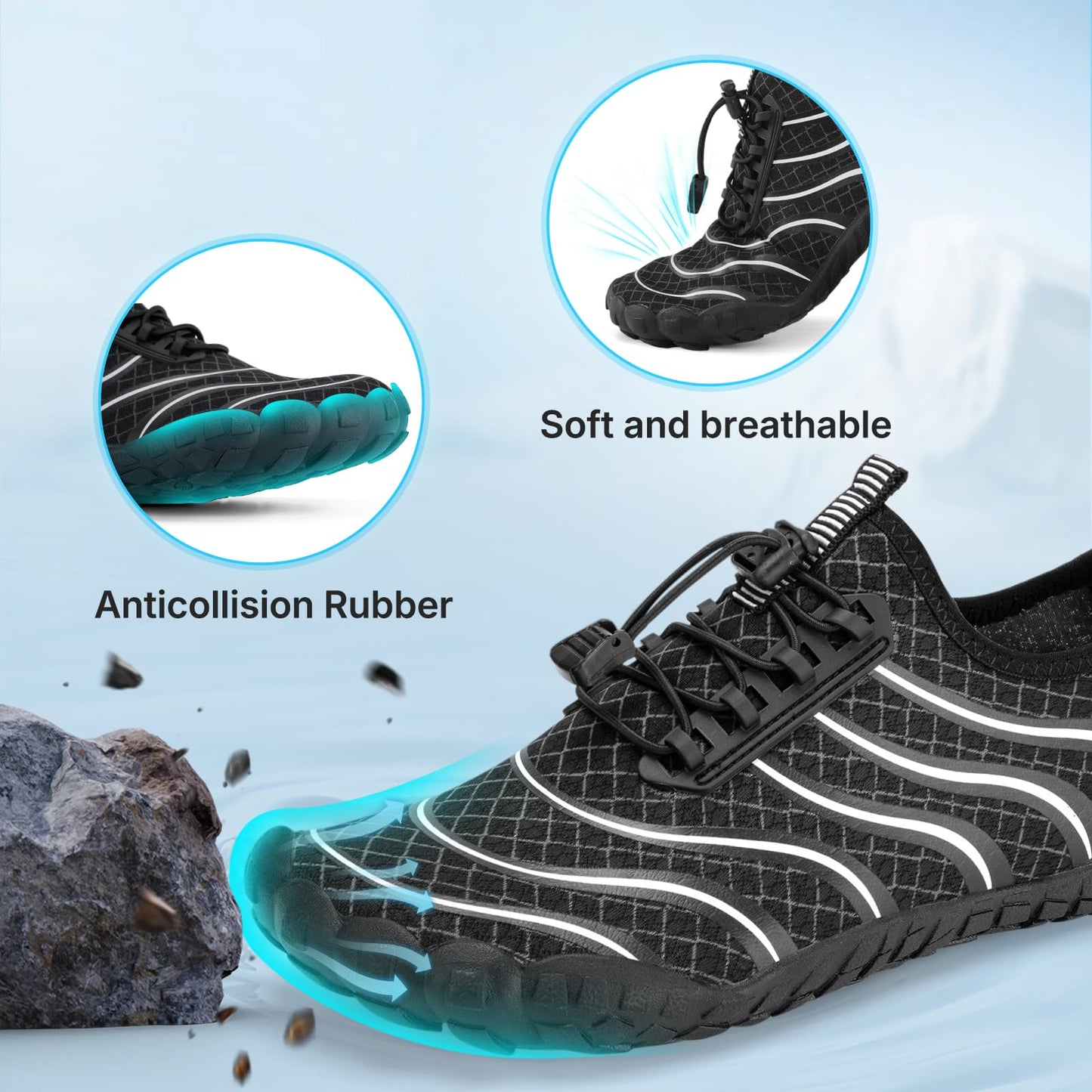 Barefoot Water Shoes Women Adult Hiking Swim Beach River Pool Hike Guarding Shoes Aqua Socks Protective Comfort Wide Toe Box Width Rock Climbing Vacation Outdoor 2025 New