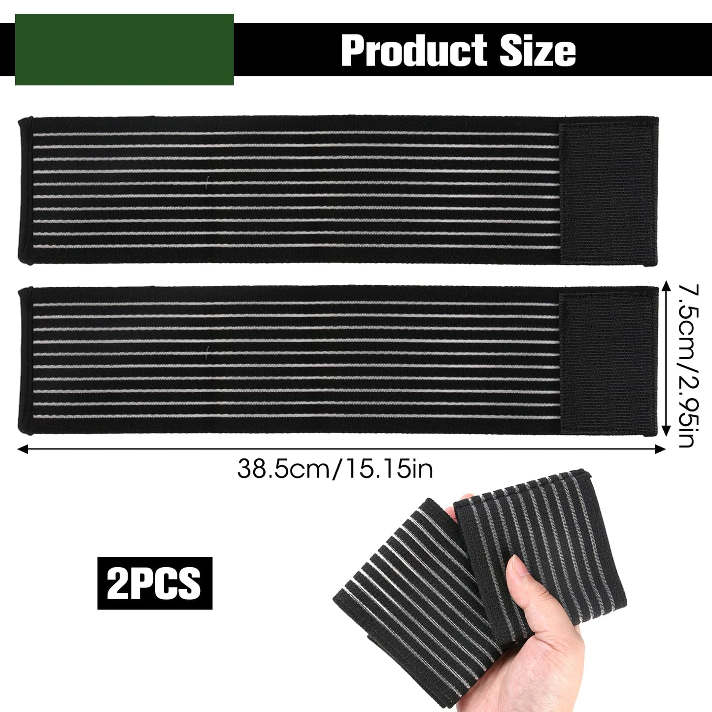 2 Pack High Elastic Wrist Support Wraps – Compression Bandage for Carpal Tunnel, Weightlifting & Sports – Breathable Soft Black Straps for Preventing Sports Injuries & Wrist Stability