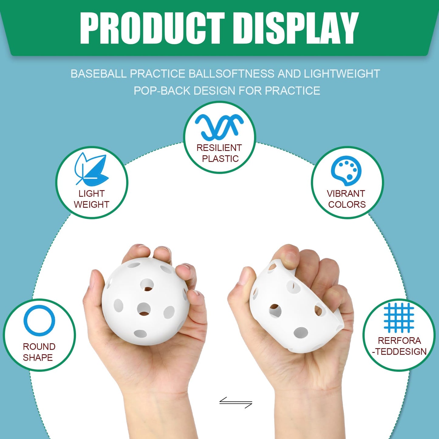 Tanlade 36 Pack Baseball Practice Balls Plastic Training Balls Lightweight Hollow Airflow Softballs with a Drawstring Bag for Hitting,Batting,Pitching, 2.91 in Indoor Outdoor Use Gift(White)