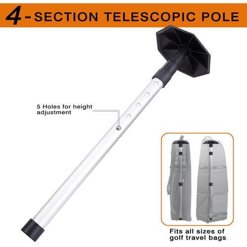 BIRDIEBLAST Golf Travel Support Pole,Aluminium Golf Support Rod,Golf Travel Bag Support System to Protect Clubs from Impacts (Black)