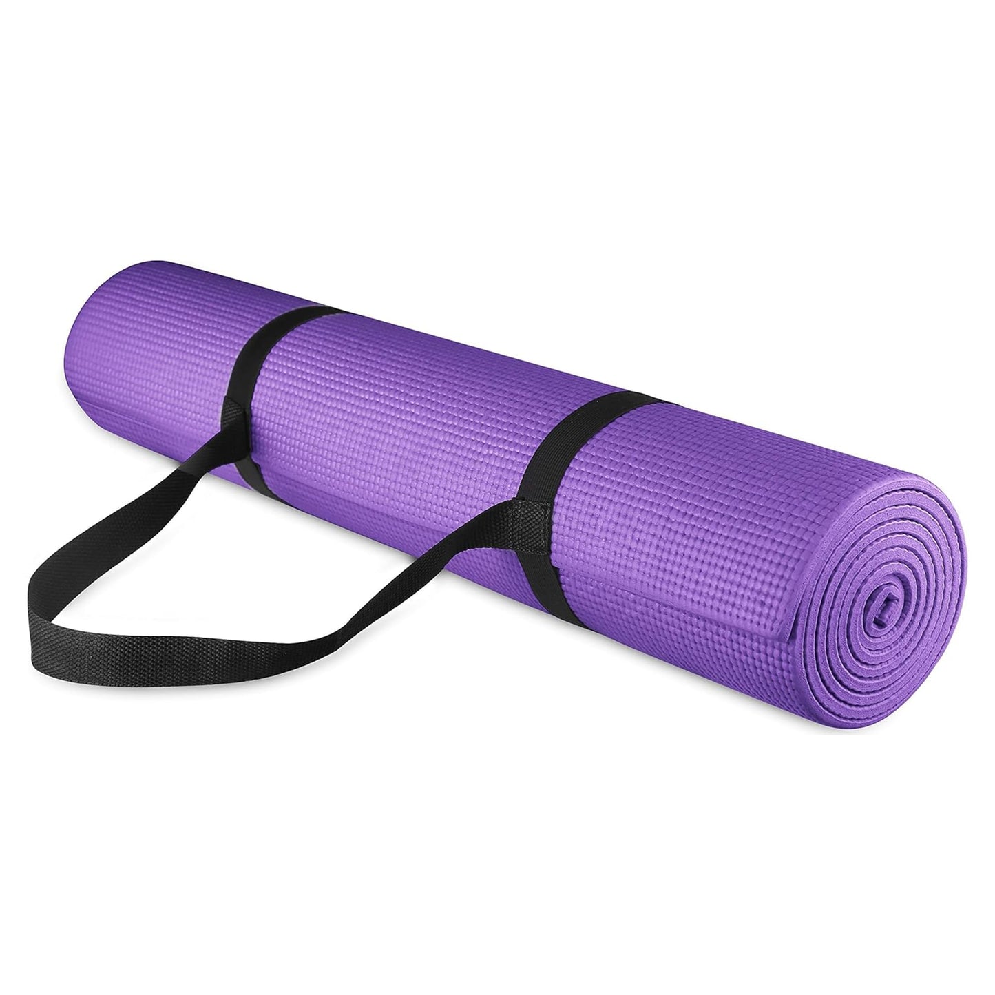 Fitvids 1/4-Inch High Density Thick Non Slip Yoga Mat with Knee Pad and Carrying Strap for Workout, Pilates, Gym Home Exercise, Purple