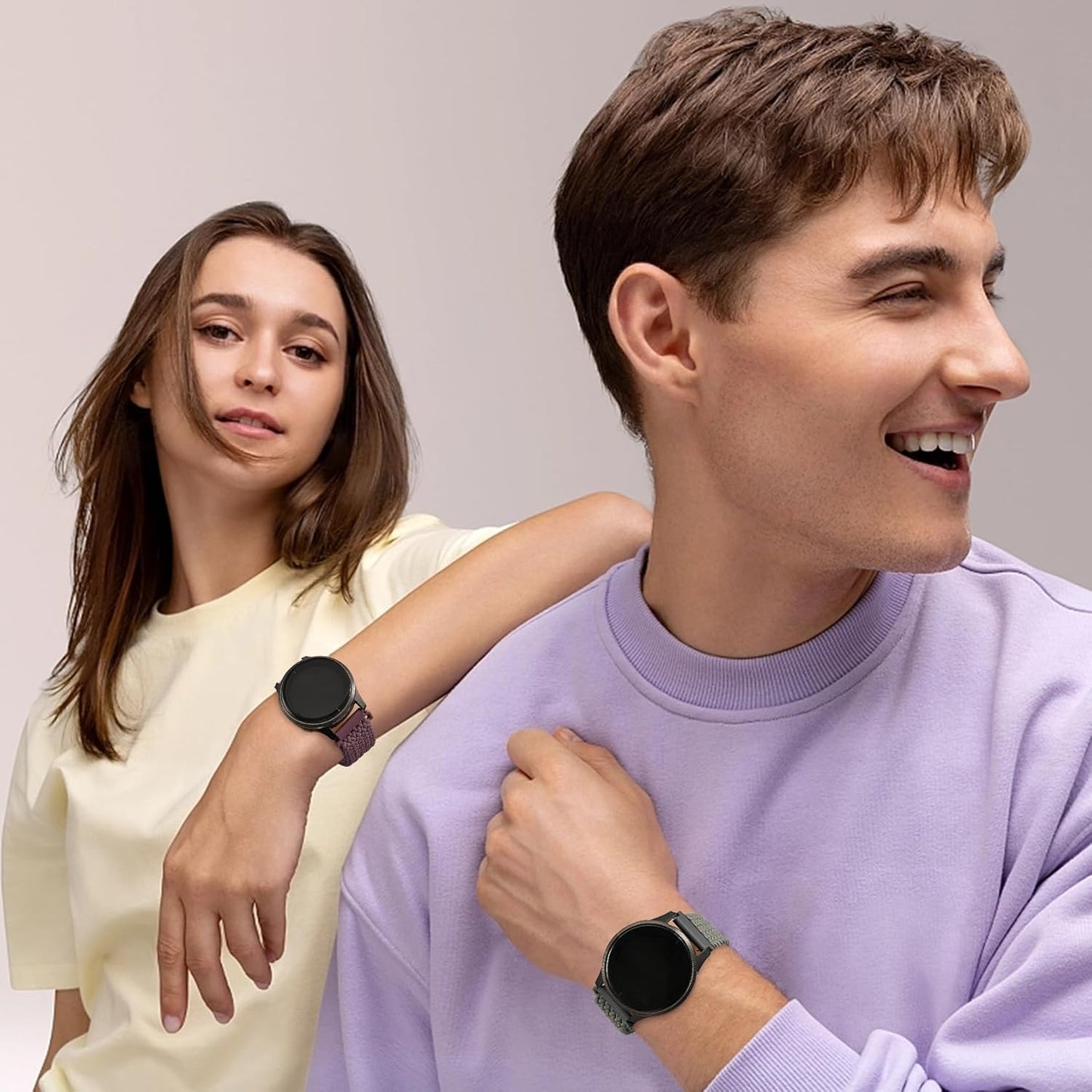20mm Magnetic Braided Nylon Band Compatible With Garmin Vivoactive 6/Vivoactive 5/3/3 Music Watch Bands, Quick Release Stretchy Strap Replacement for Venu Sq 2/Forerunner 55/165/245/645