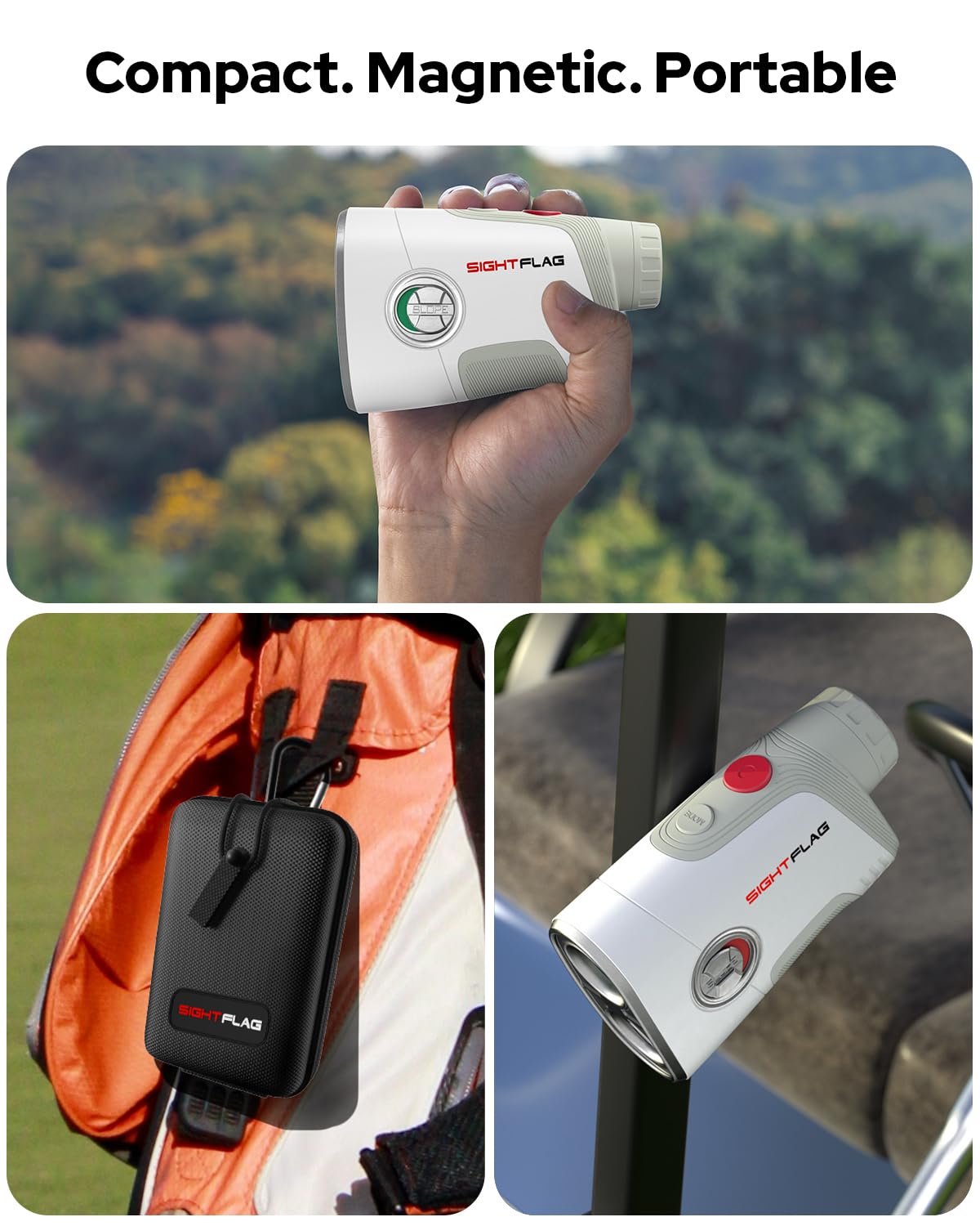 Golf Rangefinder with Slope and Pin Flagpole Lock Vibration, 1300 Yards Range Finder with Magnetic, 7.5X Magnification, External Slope Switch, Magnetic Strip, USB-C Rechargeable Golf Gift for Men