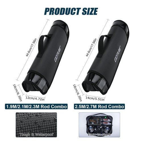 Goture Fishing Rod and Reel Combos-2PCS 1.9M Telescopic Fishing Pole+2PCS Pre-Loaded Spinning Reels with Carrier Bag, Telescopic Rod Reel Lures Kit for Starter Travel Saltwater Freshwater