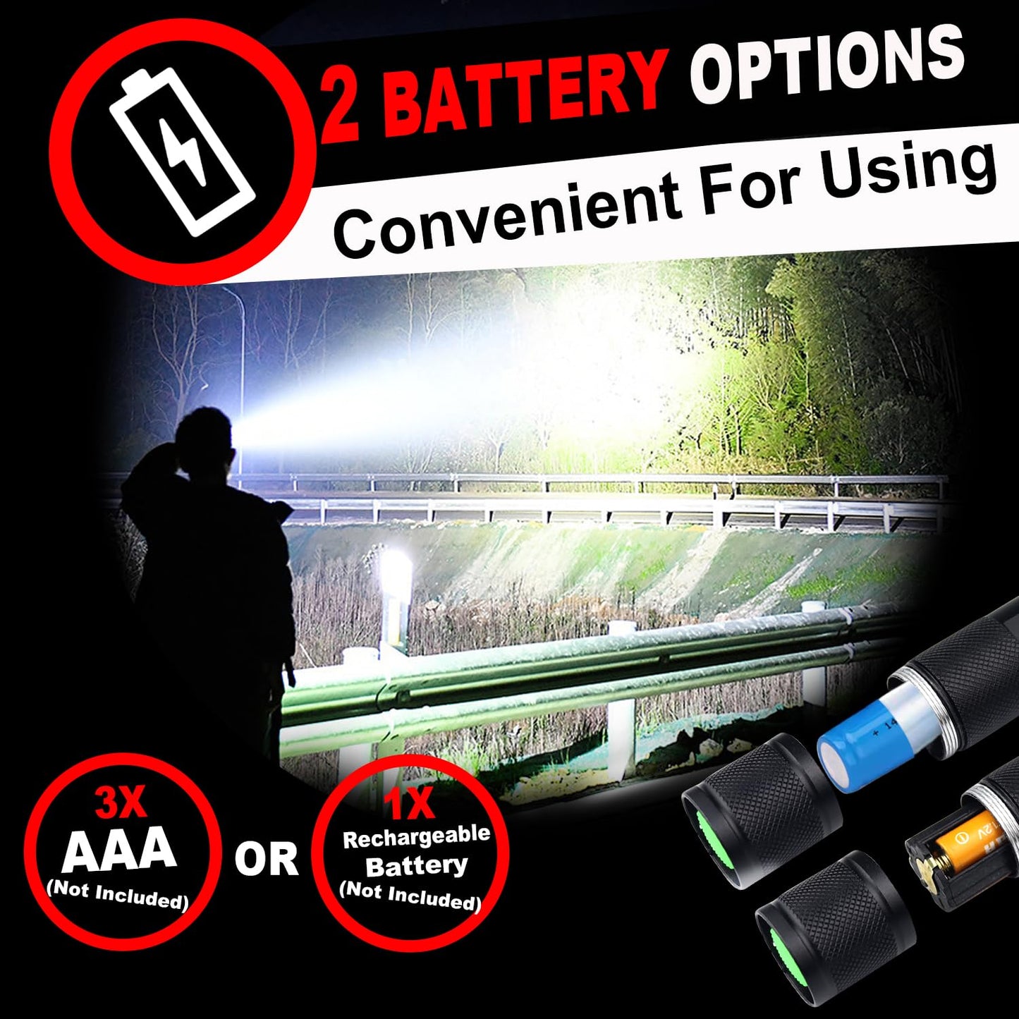 HinsGEAR 1 Mode Flashlights 6 Pack, Bright Zoomable LED Tactical Flashlight High Lumens, Water Resistant Portable Pocket Flash Light for Emergency, Camping Essentials, Gift - SL2000