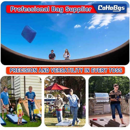 CoHoBgs Corn Hole Bags Set 8, Professional Cornhole Bags Dual-Sided Slick & Stick Resin Filled Suede and Duck Canvas Bean Bags for Cornhole Game Includes Carry Case
