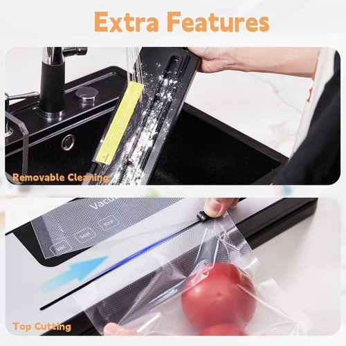 Food Saver Vacuum Sealer Machine for Fresh Food with 50 Bags,Dual Dry/Wet Modes，Built-in Cutter for Vacuum Seal Bags，Strong Suction Power，White