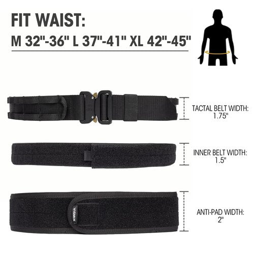 VISMIX Tactical Belt, Quick Release 1.75" MOLLE Battle Belt with Inner Belt and Anti-Slip Pad- Heavy Duty Battle Belts