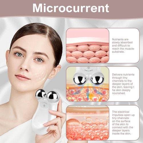 Microcurrent Face Device, USB Microcurrent Facial Shaping Tool for Facial Wrinkle Removal and Anti-Aging，Mini Microcurrent Face Lift Device for Face Lifting and Facial Sculpting (White)