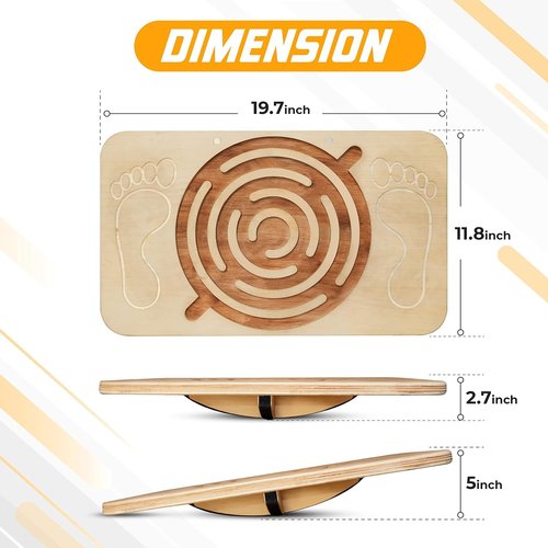 Yes4All 350LBS Professional Rocker Balance Board for Physical Therapy - 17.5” Rocker Board, Rocker Wooden Balance Board for Standing Desk & Rehabilitation Exercises, 30F