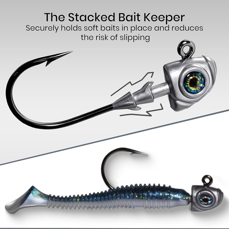 Assorted 16 Pack Pristis Swimbait Jig Heads with 3D Eyes, Weedless Lead Bait Jigs