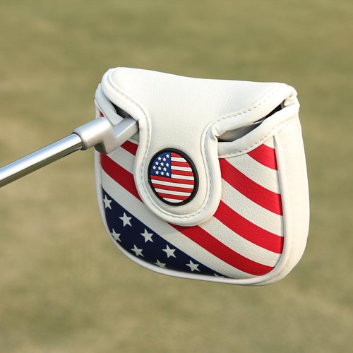 Mallet Putter Cover Headcover,Heel Shaft Mallet Cover Square with Magnetic Closure & USA Stars and Stripes