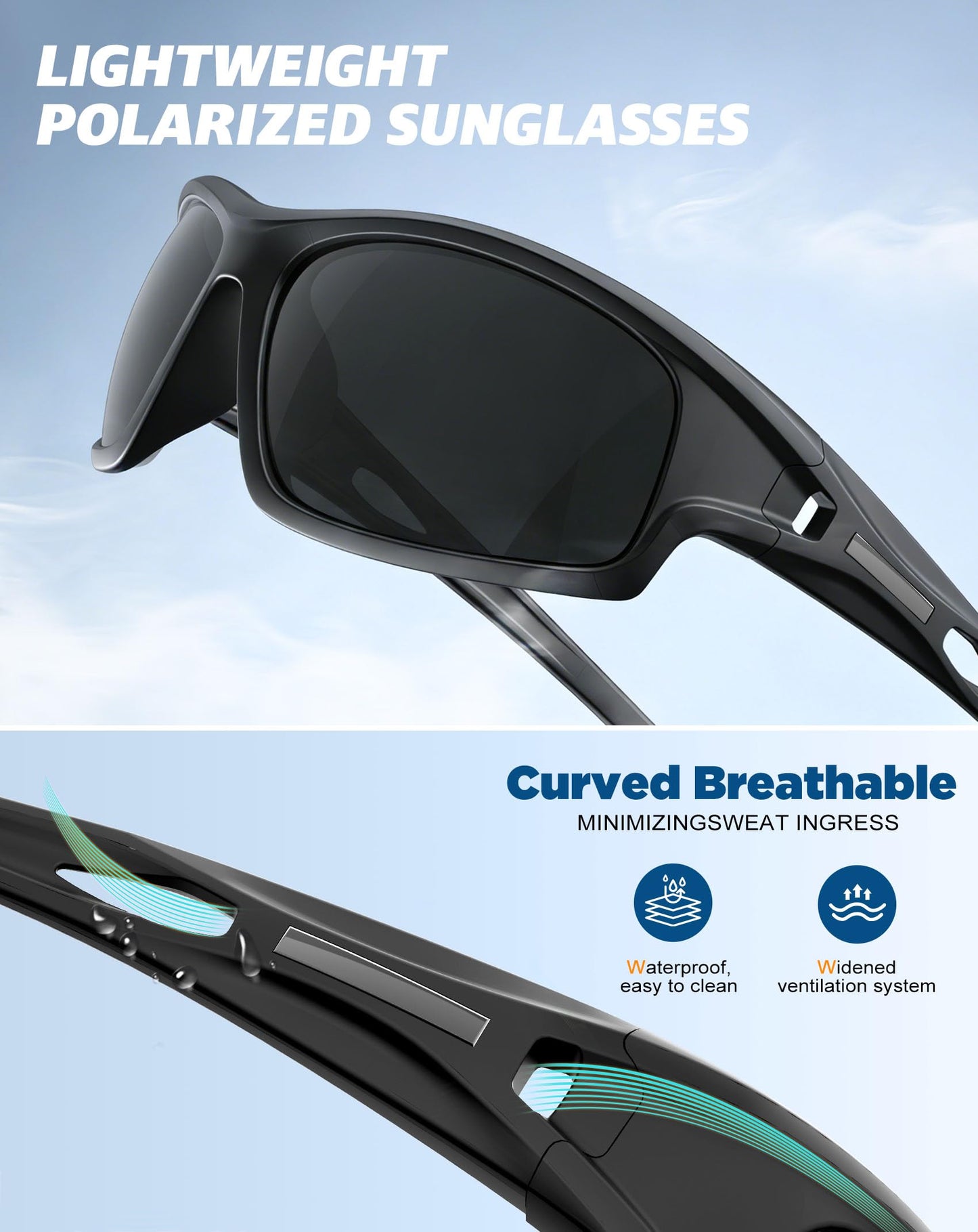 KALIYADI Polarized Sunglasses-Men Sports Sun-Glasses: Mens Sunglasses UV400 Protection for Running Fishing Golf