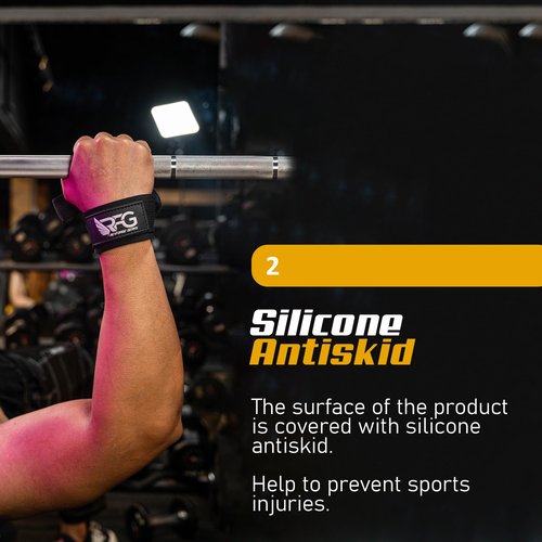 RFG Neoprene Lifting Straps for Gym Training – 24" Length, 2" width - Wrist Wraps for Weightlifting with 7mm Padded Cotton & Anti-Slip Silicone for Bodybuilding, Powerlifting & Deadlifts