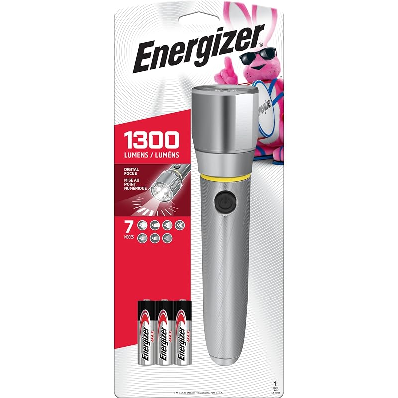 Energizer Vision HD Extra Performance LED Flashlight with Digital Focus - Silver 1-Pack (Batteries Included)