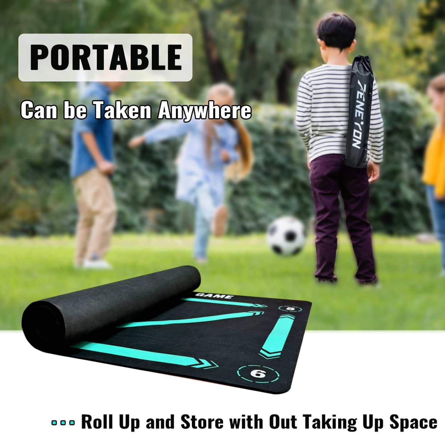 Soccer Training Equipment,Soccer Training Mat Improve Strength,Agility and Coordination,Anti-Slip Silent Absorption Soccer Footwork Training Mat,Soccer Trainer for Indoor/Outdoor Drills (Training Set 35*23 IN)