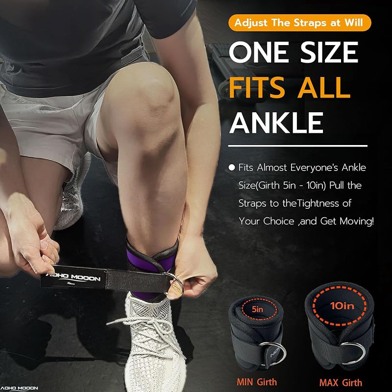 Purple Ankle Straps for Cable Machines — Heavy-Duty Livingsfit Style, 8mm Neoprene Padding