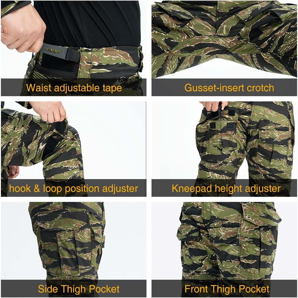 IDOGEAR Men G3 Combat Uniforms Set with Knee & Elbow Pads Camouflage Clothing