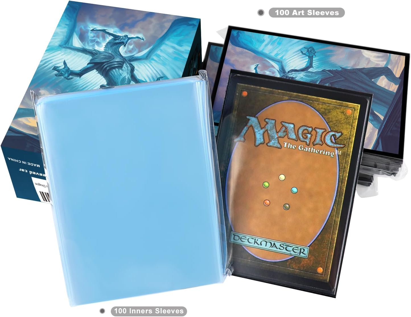 100 MTG Card Sleeves with 100 Inner Sleeves, Textured Back Art Sleeves, Fit Standard Size Cards - Tarkir Dragon