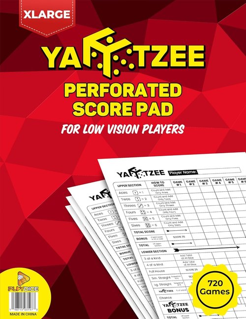 PlayDice Yahtzee Score Pads Perforated: 120 Easy Tear Off, Large Print Yahtzee Score Pads Compatible with Yardzee and Yahtzee Games (8.5x11-120 Pages)
