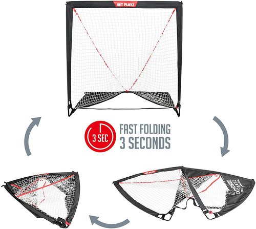 NET PLAYZ 4 x 4 x 4 Feet Lacrosse Goal Fast Install, Fiberglass Frame, Lightweight, Foldable, Portable, Carry Bag Included, Black,NOH445402021