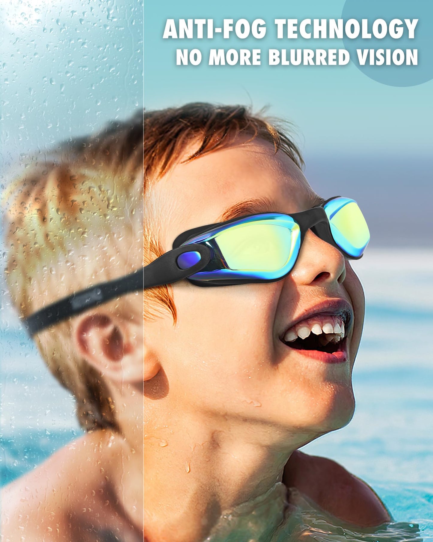 Aegend Kids Swim Goggles, Pack of 2 Swimming Goggles for Children Boys & Girls Age 3-14