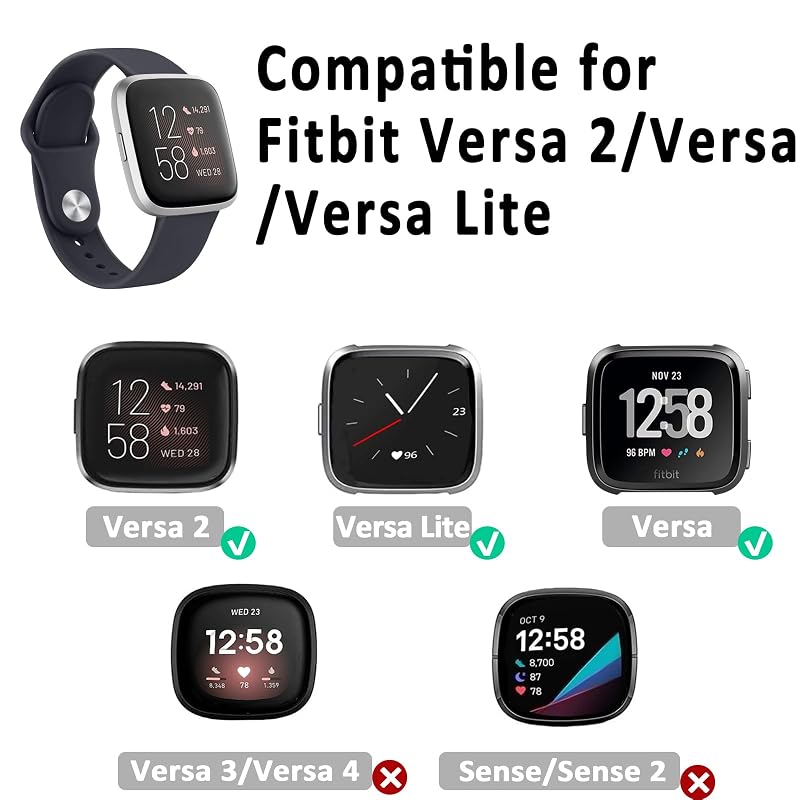 4 Pack Fitbit Versa 2/ Versa/ Versa Lite/ Versa SE Silicone Bands Yellow Orange Coral Sky Blue