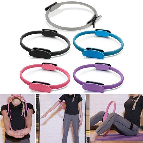 Yoga Pilates Ring Dual Grip Magic Circle - Adjustable Fitness Exercise Ring for Core Strength, Toning & Rehab, Non-Slip Lightweight Body Workout Tool Kit for Home Gym, Yoga, and Pilates (BU)
