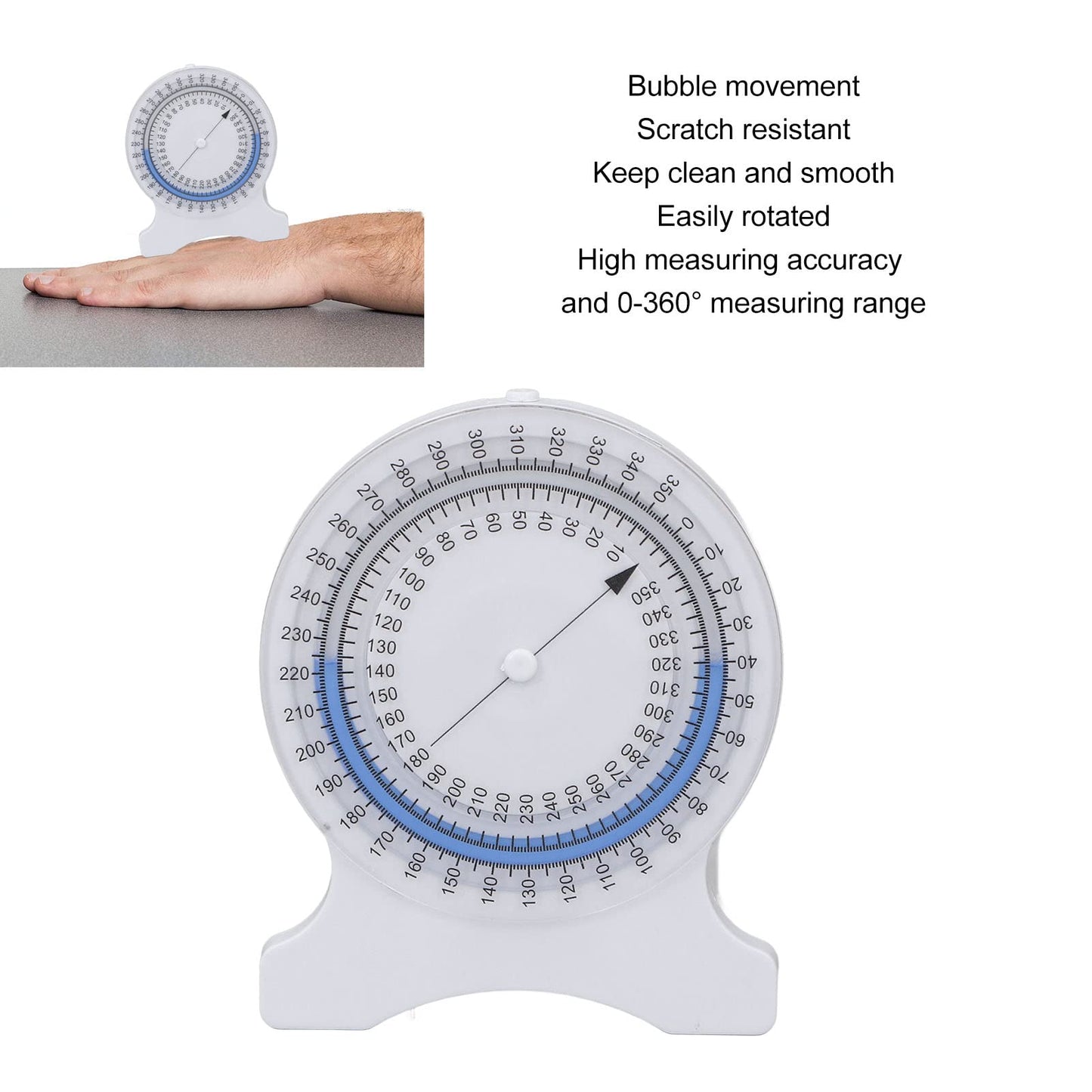 Inclinometer Gauge for Physical Therapy Non Leak Bubble Accurate Measurements for Students Professionals Inclinometer (Blue)