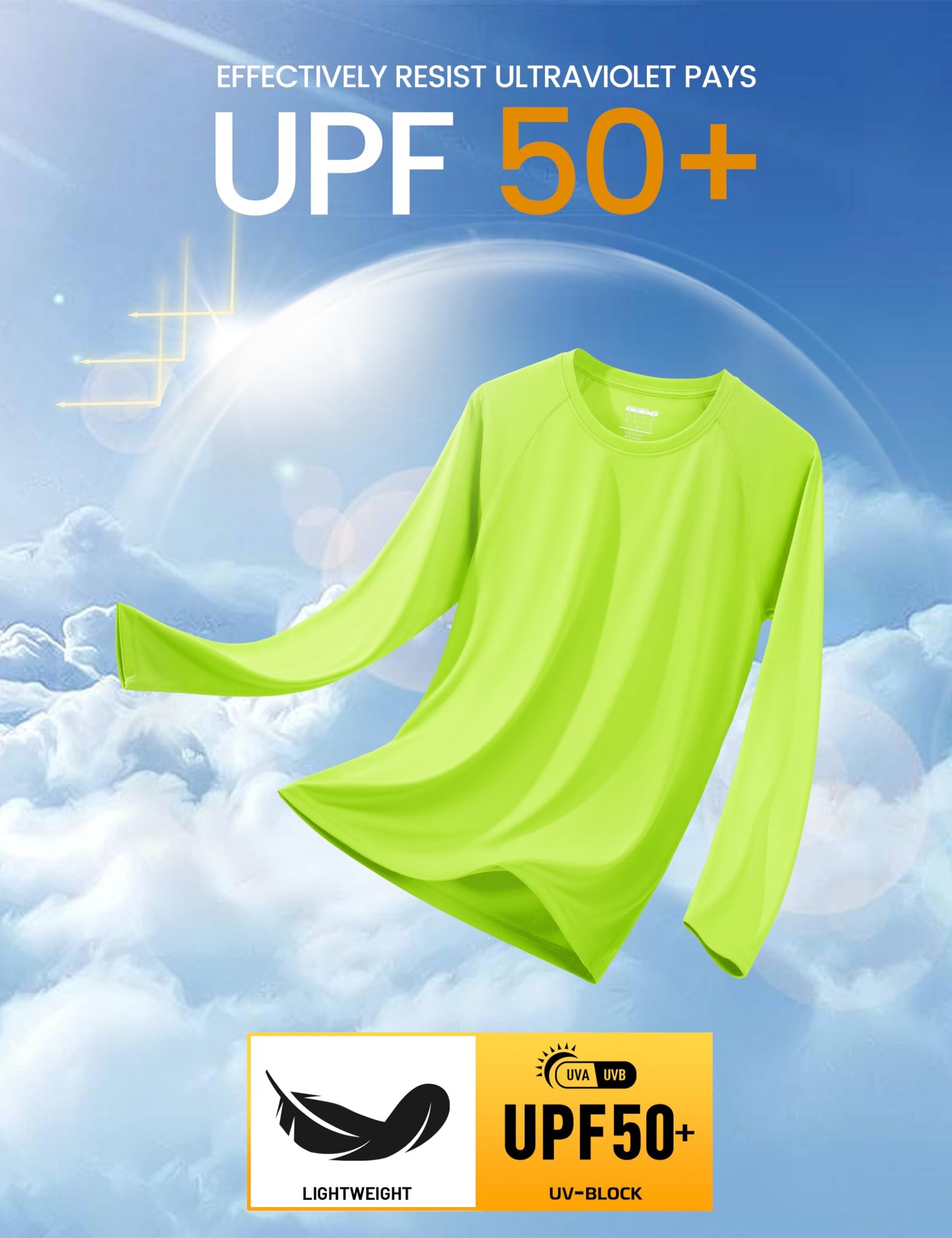 MAGCOMSEN Mens Long Sleeve Shirts UV Protection Shirts Dry Fit Shirts Rash Guard Men Swim Workout Shirt Mint Green,3XL