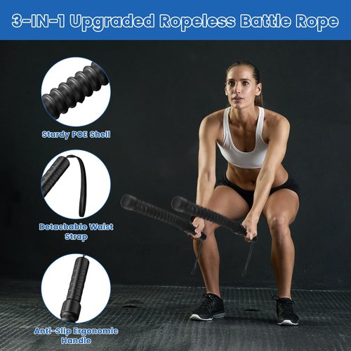 Ropeless Battle Ropes for Home Gym, Heave Duty Exercise Training Rope for Fitness Beginners, Portable Weighted Workout Ropes for Women Men Home Workout