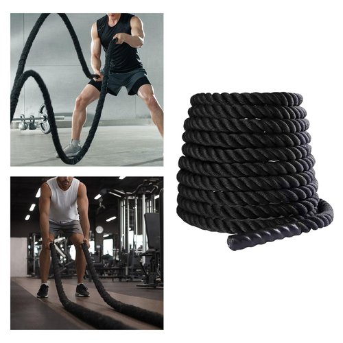 Aymzbd Battle Rope Equipment Fitness Rope Climbing Rope Physical Improve Strength 2.8M/3M Training Rope Fitness Exercise Rope, 25mmx2.8m Black
