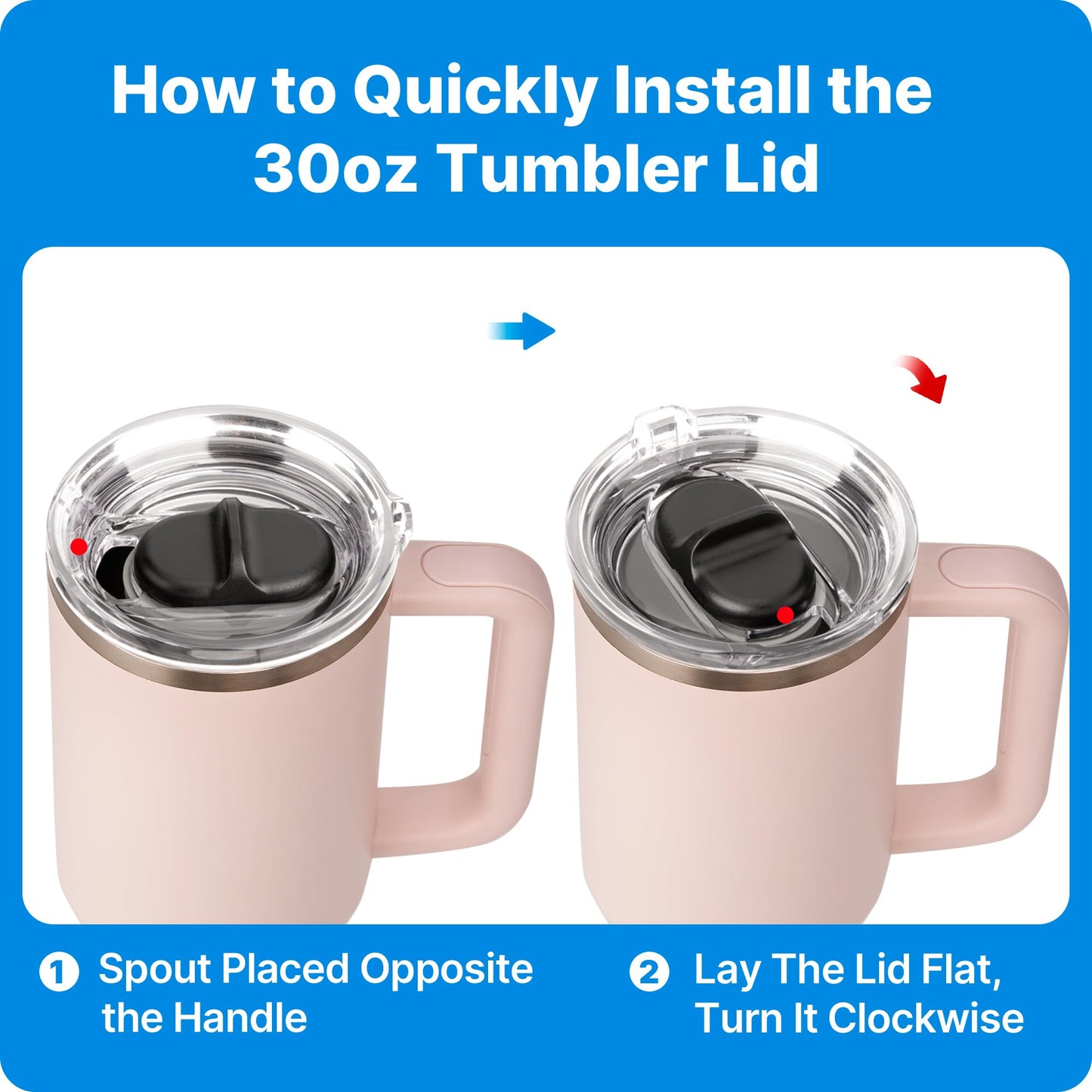 Bluwing 30oz Replacement Lid for 30oz Stanley Quencher H2.0 FlowState Tumber, Leak Proof Lid Fit for Stanley Cup, Reusable Dustproof Tumbler Cover