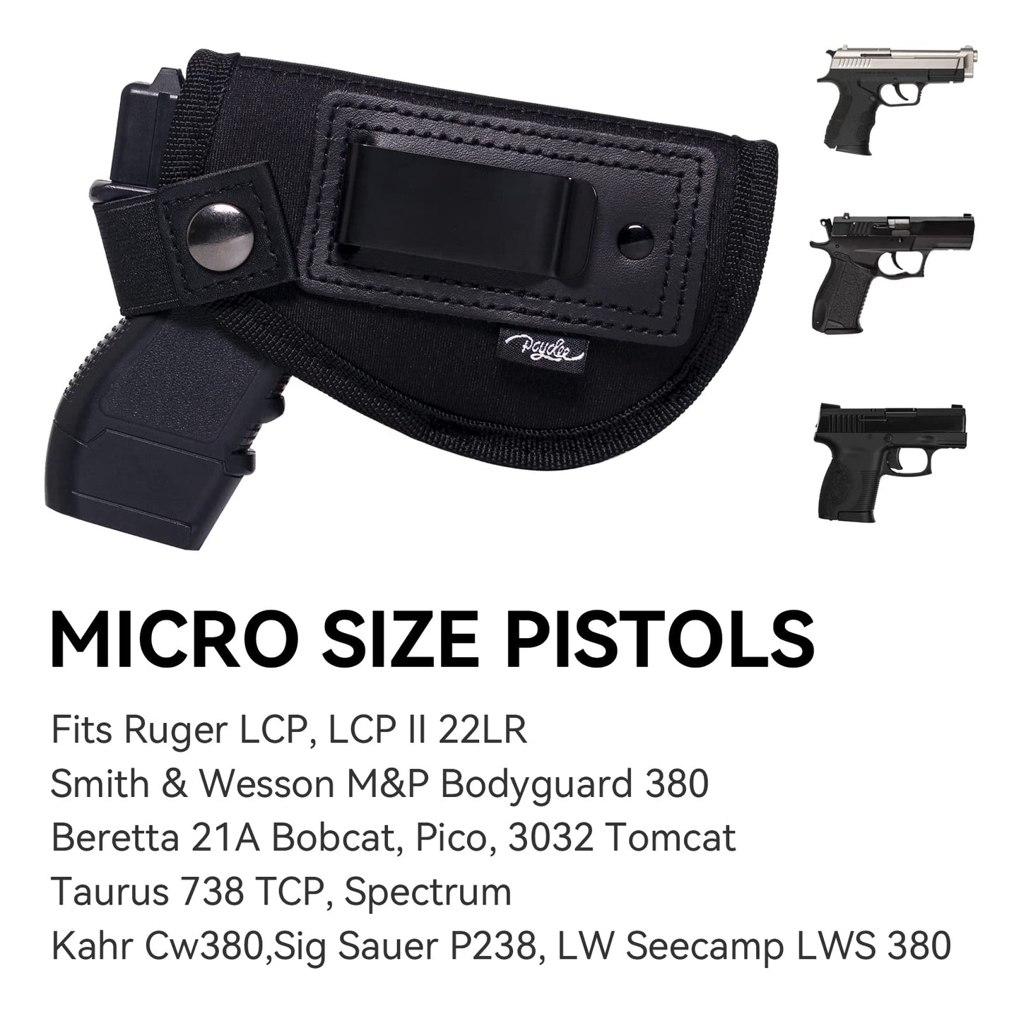POYOLEE IWB Holsters for Women Concealed Carry Gun Holster Pistols Holster for Micro Sized Handgun Right/Left Handed. (Black, Right-Handed Draw (IWB))