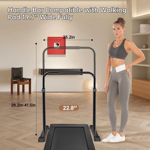 Adjustable Walking Pad Handle only, 19.7 inch Wide, 37.4 inch Max Height, Black