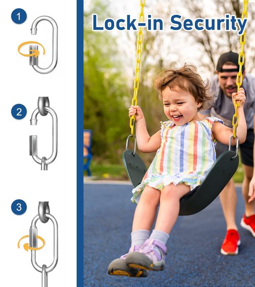 Heavy Duty Swing Seat, 66" Rust-Resistant Chains with 30" PPC-Coated Section, Swing Set Accessories Replacement with Quick Links, Kids Swings Supports 330 lbs for Outdoor Playground, Green