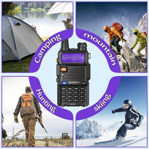 Ham Radio Baofeng UV-5R Radio Upgrade Handheld Long Range UV5R Walkie Talkies with Earpiece M-5R 5RX Multi Band Two Way Radio with Copy Frequency,USB-C Charger for Hunting Survival Gear,2 Pack