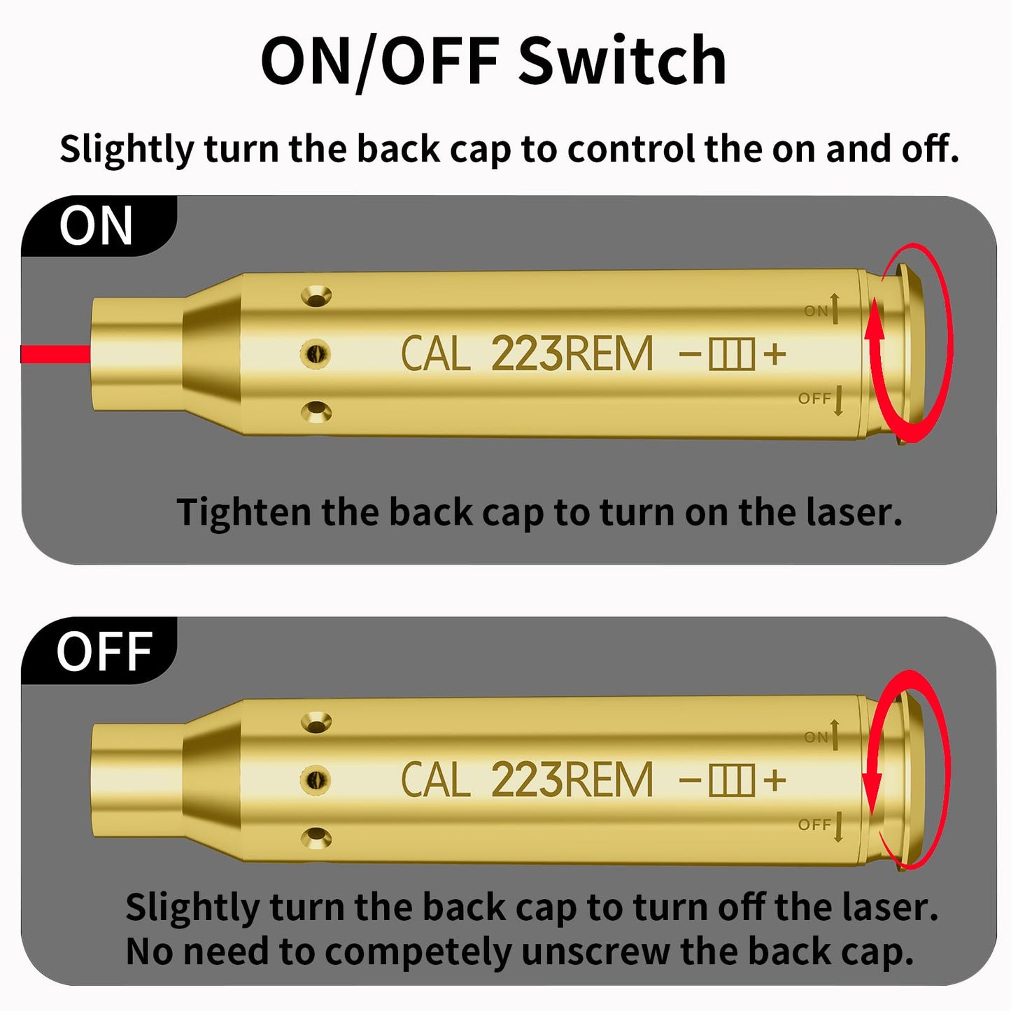 Befbox Laser Bore Sight for .223REM/ 9MM Red Laser Boresighters with ON/Off Switch 223 and 9mm Bore Sighting Kit with Batteries